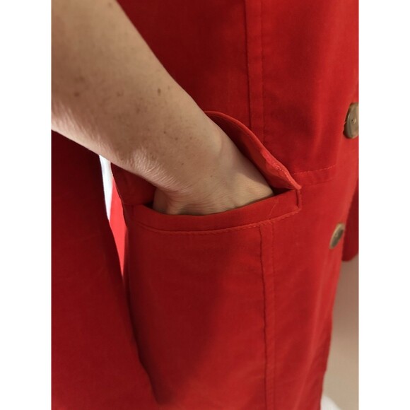 Sigrid Olsen Midi Coat Velvet Red Button Up Overcoat Sz Small #1078 - Picture 5 of 13